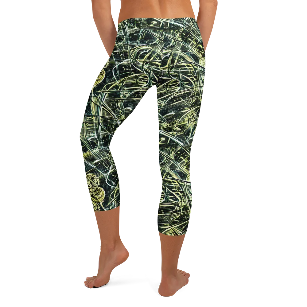 Botanical Machine on Capri Leggings — Back