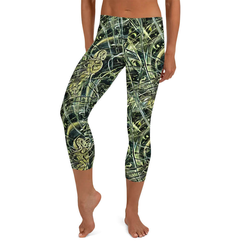 Botanical Machine on Capri Leggings — Front