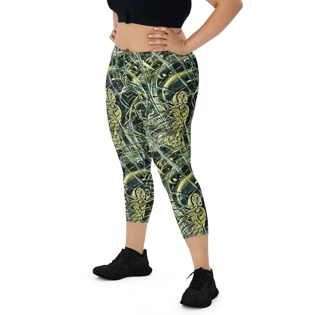 Botanical Machine on Capri Leggings — Front