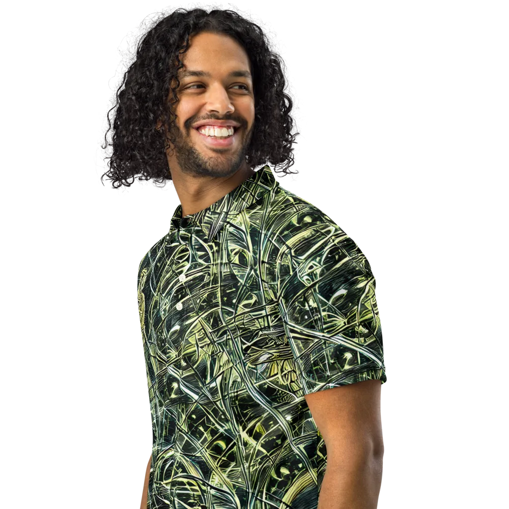 Botanical Machine on Men's Slim Fit Polo Shirt — Left Front