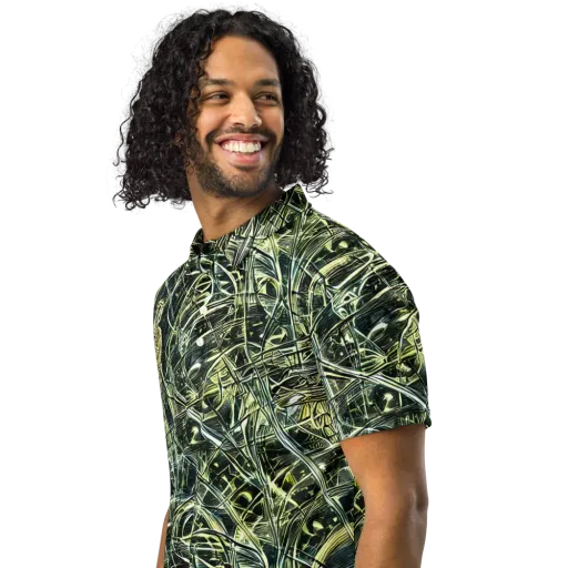 Botanical Machine on a Men's Slim Fit Polo Shirt