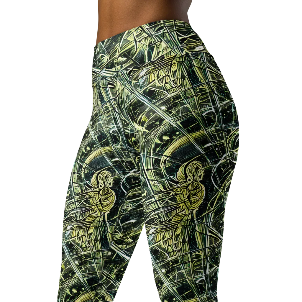 Botanical Machine on Yoga Leggings — Left Front