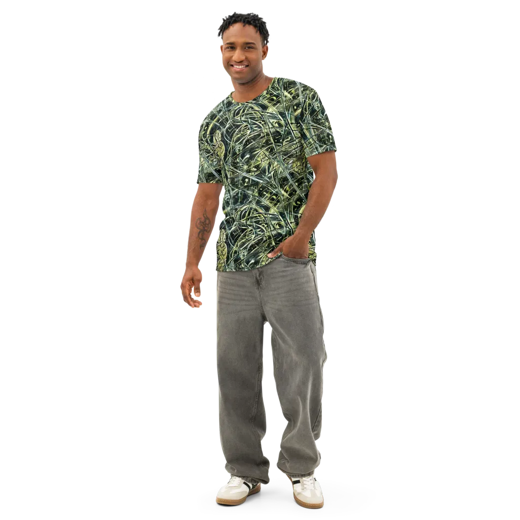Botanical Machine on Men's Cotton Crew Neck T-Shirt — Front
