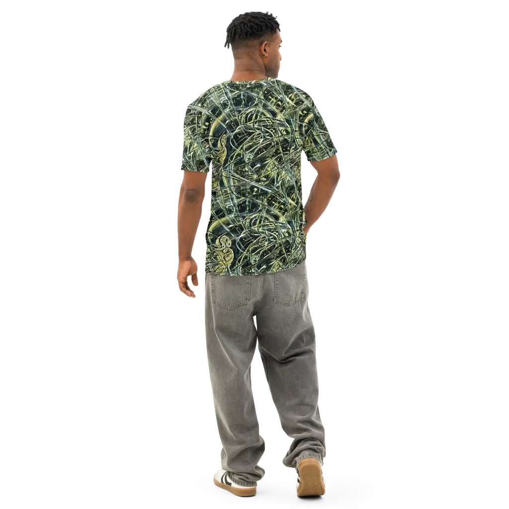 Botanical Machine on Men's Cotton Crew Neck T-Shirt — Back