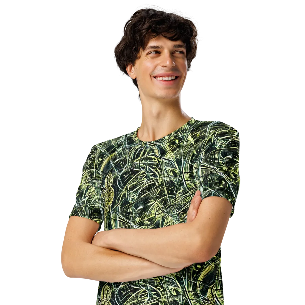 Botanical Machine on Men's Crew Neck T-Shirt — Left Front