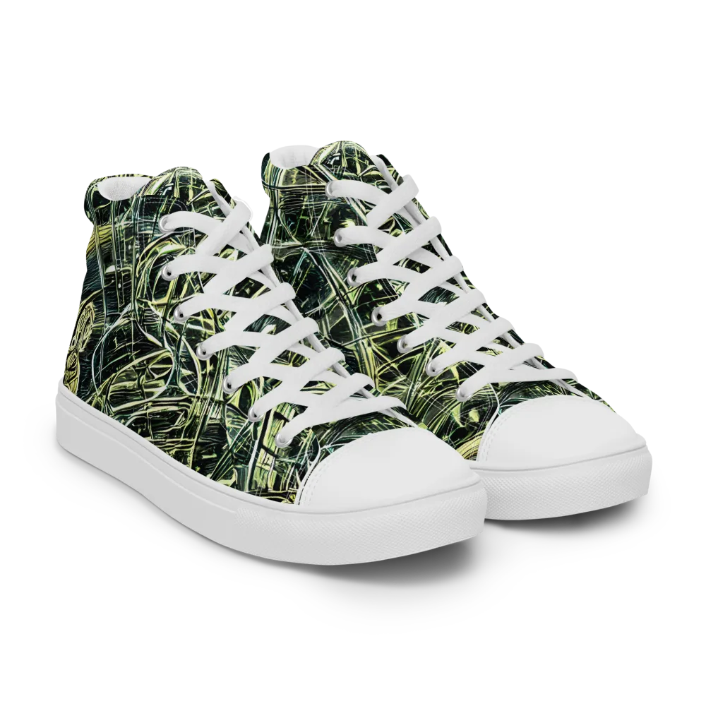 Botanical Machine on Men's High Top Canvas Shoes — Right Front