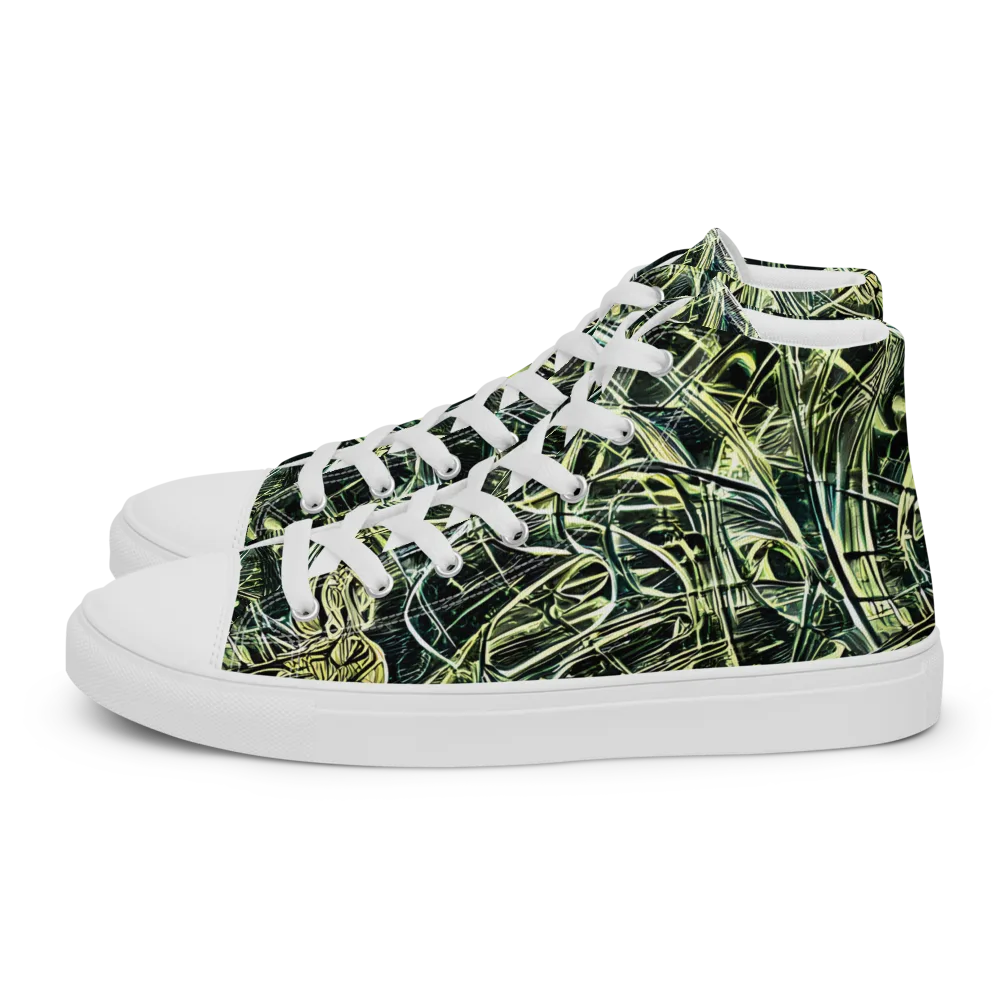 Botanical Machine on Men's High Top Canvas Shoes — Left