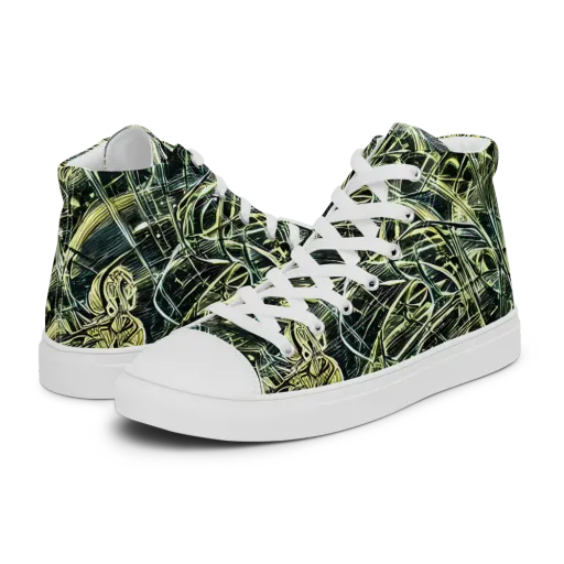 Botanical Machine on a Men's High Top Canvas Shoes