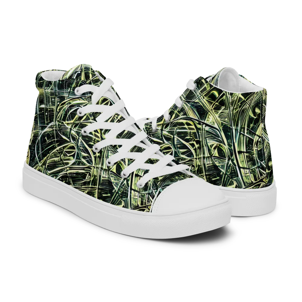 Botanical Machine on Men's High Top Canvas Shoes — Right