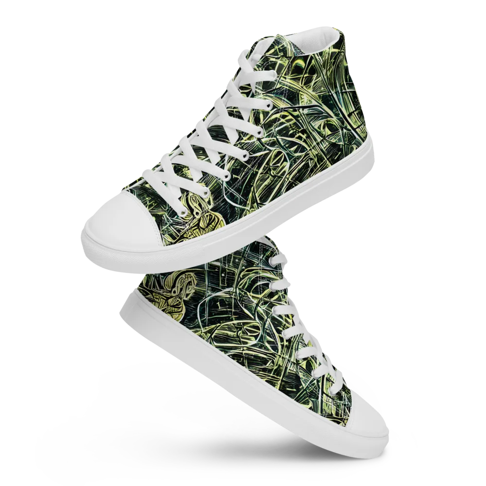 Botanical Machine on Men's High Top Canvas Shoes — Front