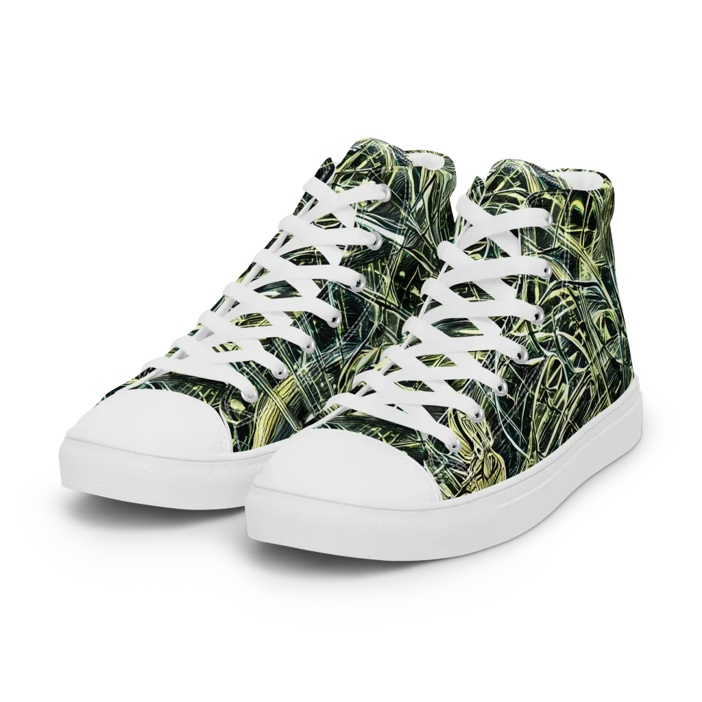 Botanical Machine on Women's High Top Canvas Shoes — Left Front