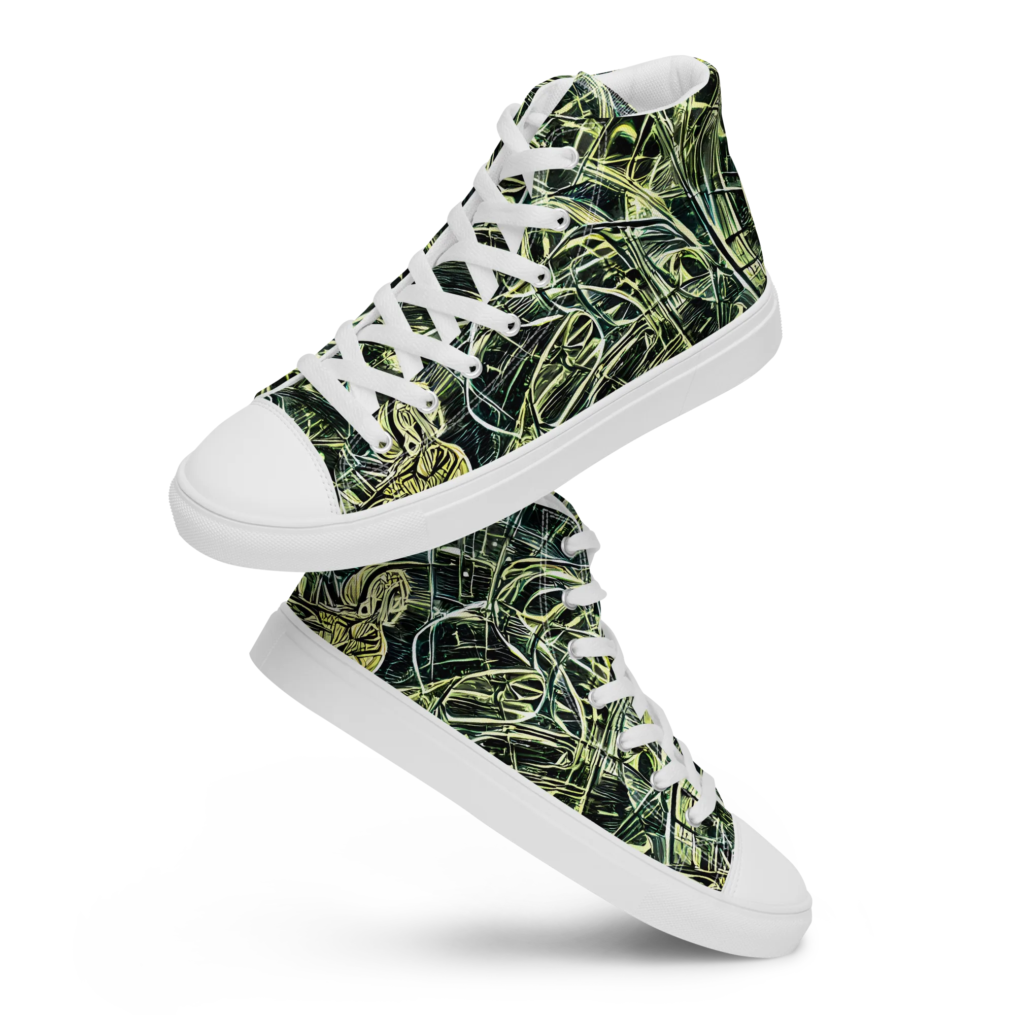 Botanical Machine on Women's High Top Canvas Shoes — Front