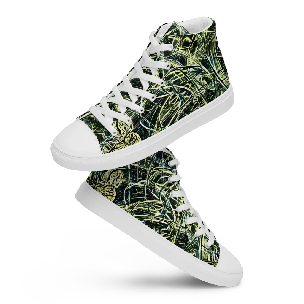 Botanical Machine on Women's High Top Canvas Shoes — Front