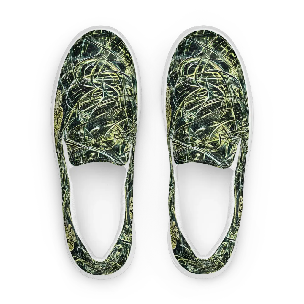 Botanical Machine on Men's Slip-On Canvas Shoes — Front