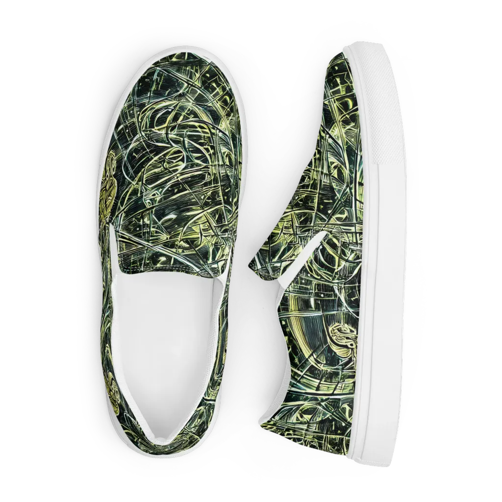 Botanical Machine on Men's Slip-On Canvas Shoes — Front