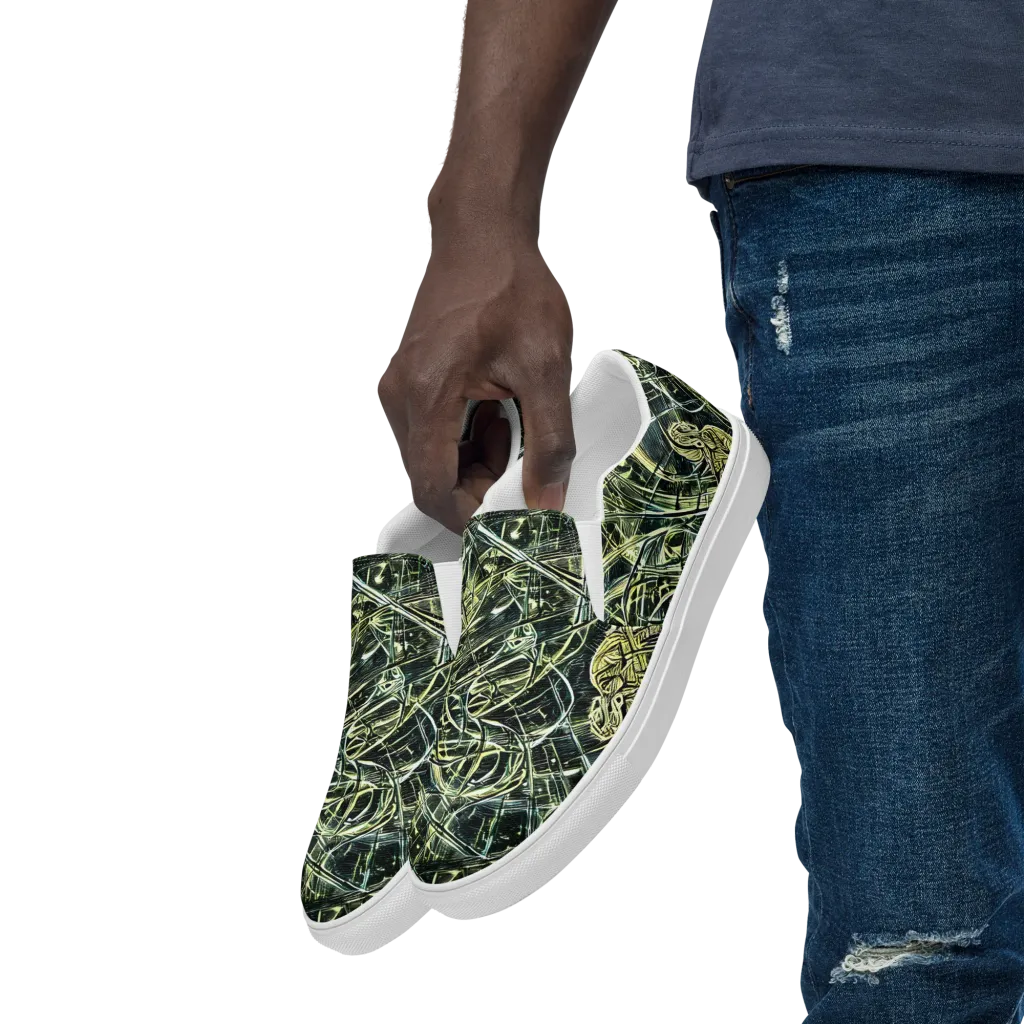 Botanical Machine on Men's Slip-On Canvas Shoes — Left Front