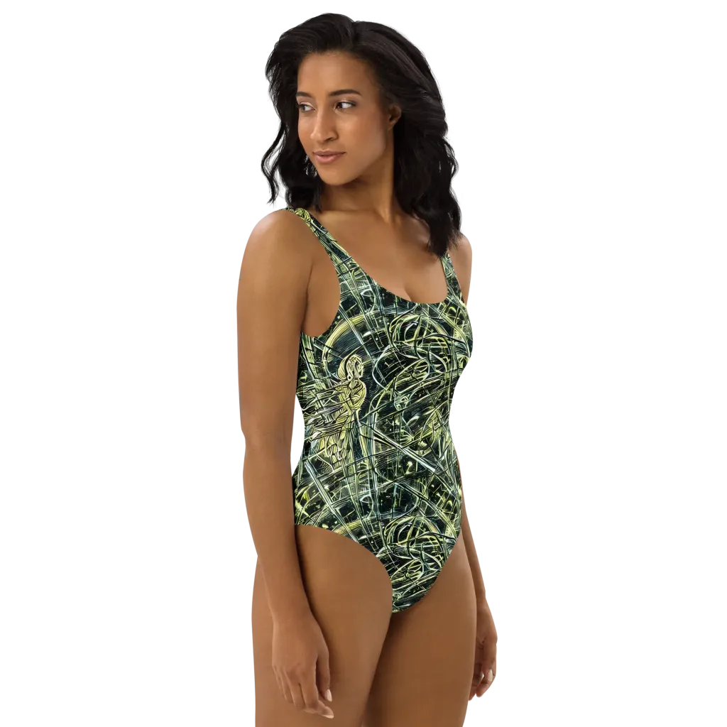 Botanical Machine on One-Piece Swimsuit — Right