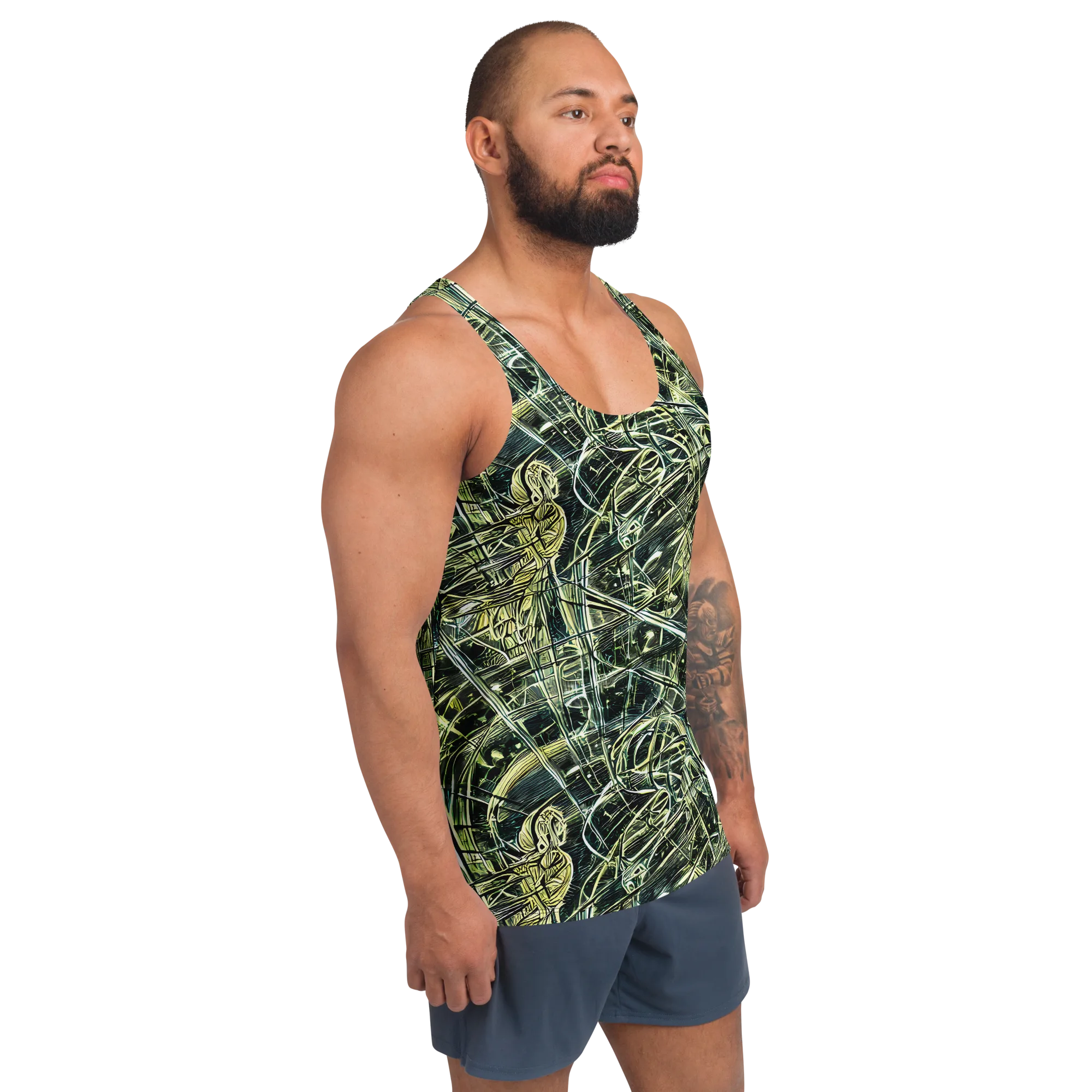 Botanical Machine on Men's Tank Top — Right Front