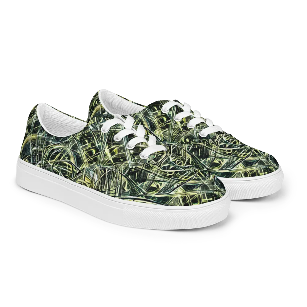 Botanical Machine on Men's Lace-Up Canvas Shoes — Right Front