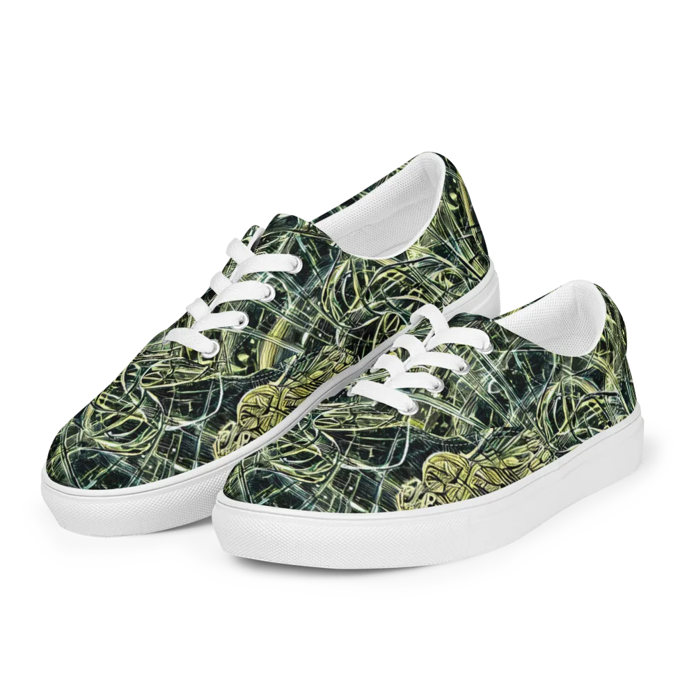 Botanical Machine on Men's Lace-Up Canvas Shoes — Left Front