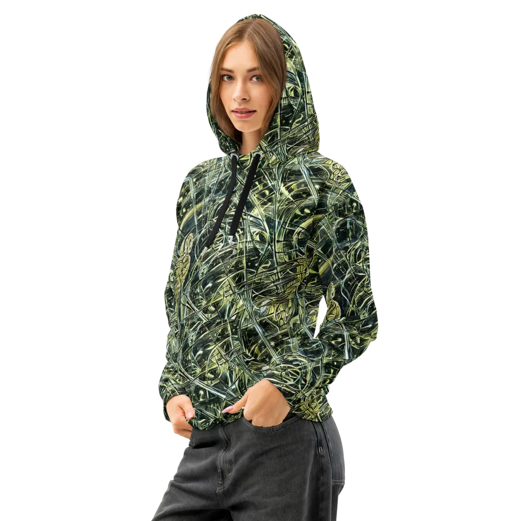Botanical Machine on Cotton Hoodie — Left Front