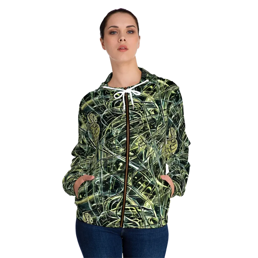 Botanical Machine on Women's Full-Zip Hoodie — Front On Person