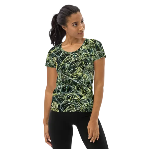 Botanical Machine on a Women's Athletic T-Shirt