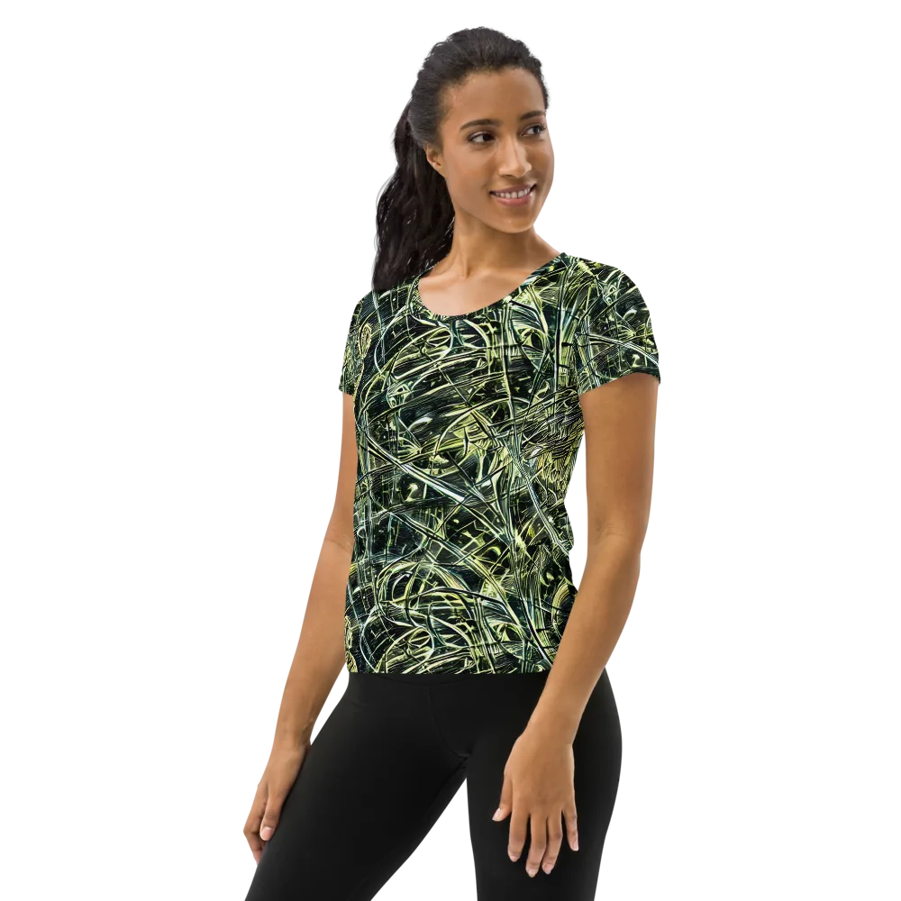 Botanical Machine on Women's Athletic T-Shirt — Left