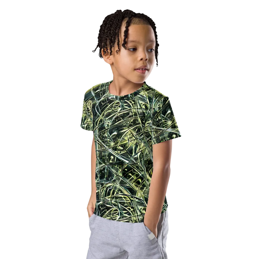 Botanical Machine on Kids Crew Neck T-Shirt — Left Front