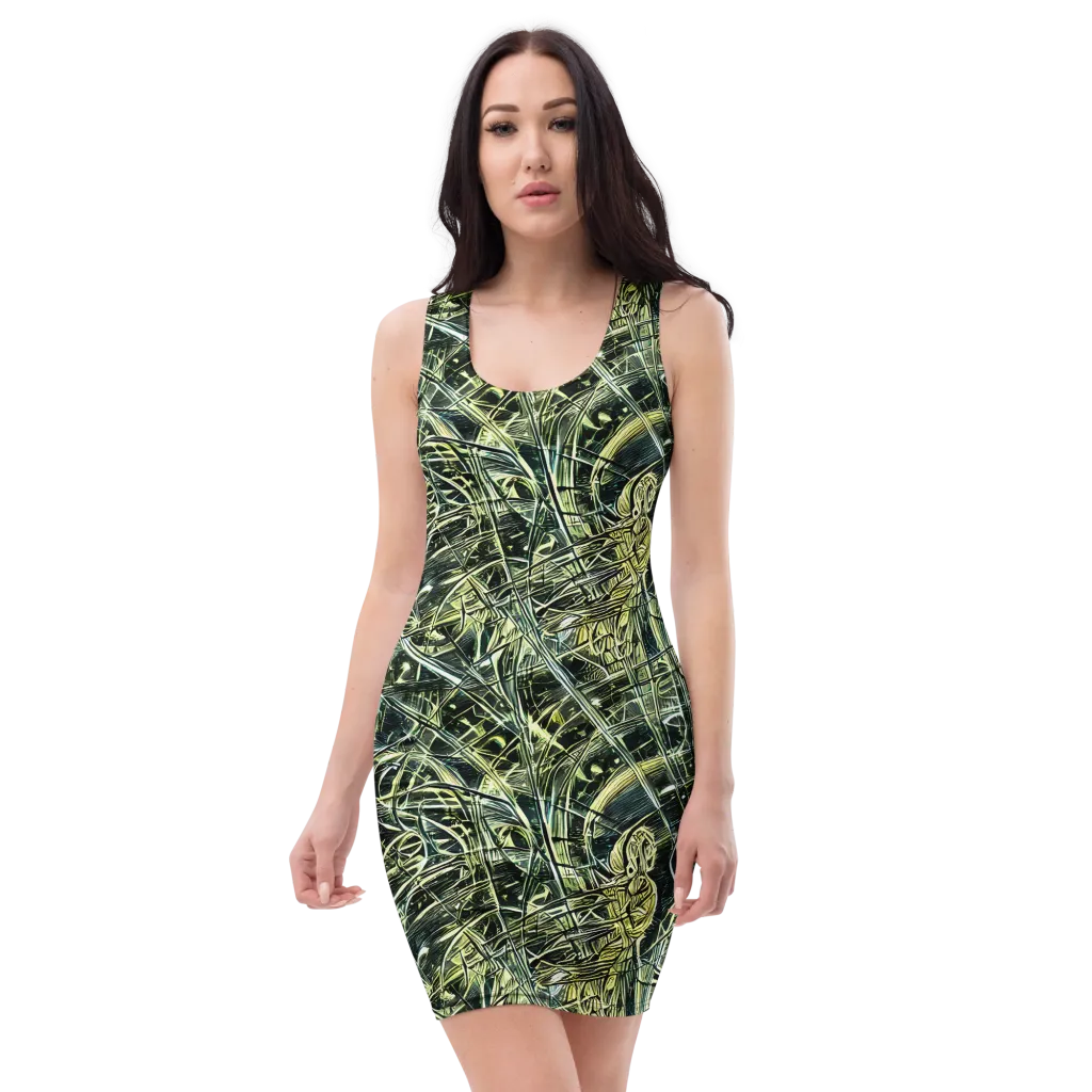 Botanical Machine on Bodycon Dress — Front