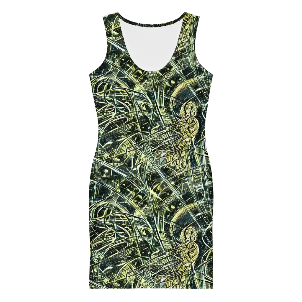 Botanical Machine on Bodycon Dress — Front