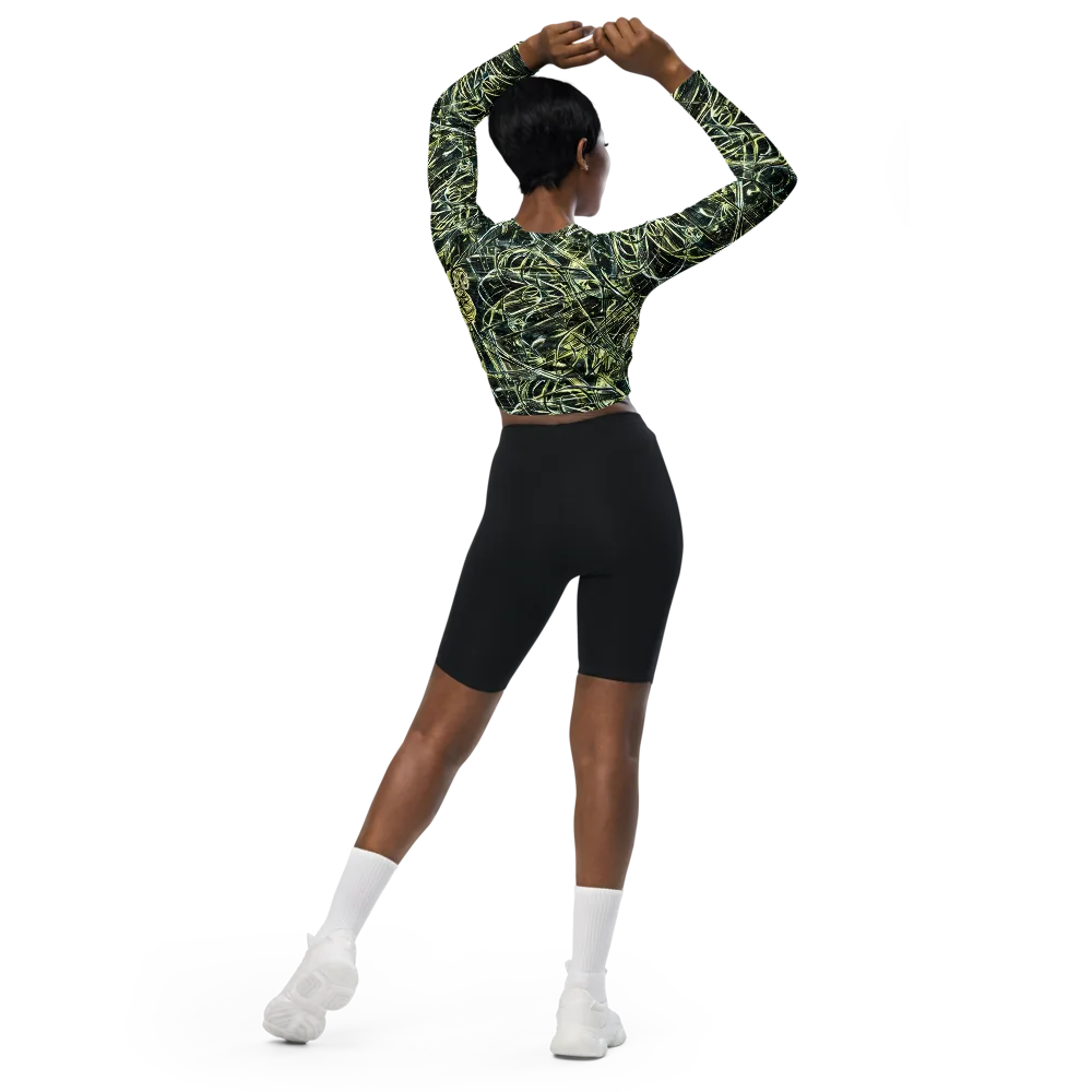 Botanical Machine on Long Sleeve Crop Top — Back