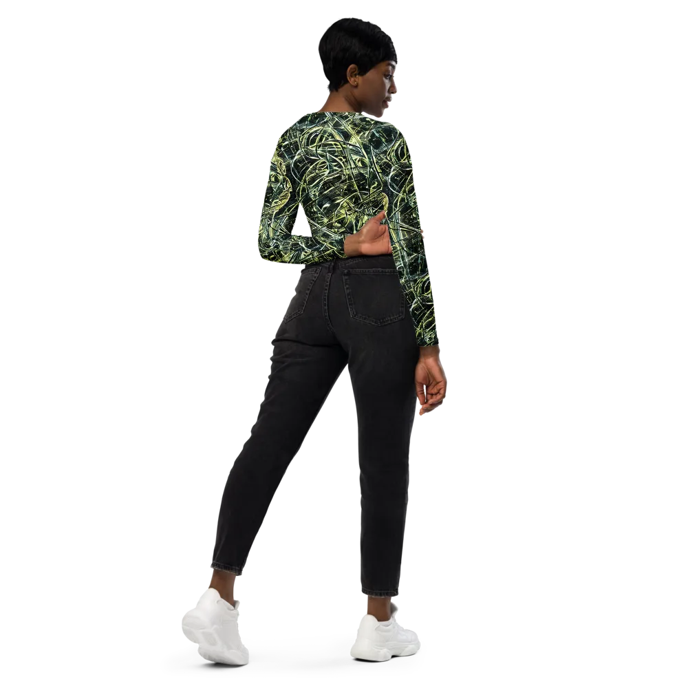 Botanical Machine on Long Sleeve Crop Top — Right Back