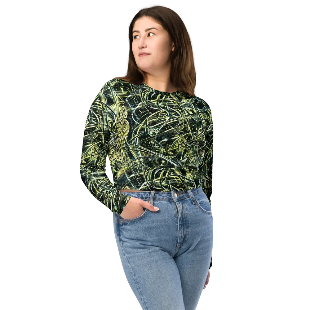 Botanical Machine on Long Sleeve Crop Top — Front