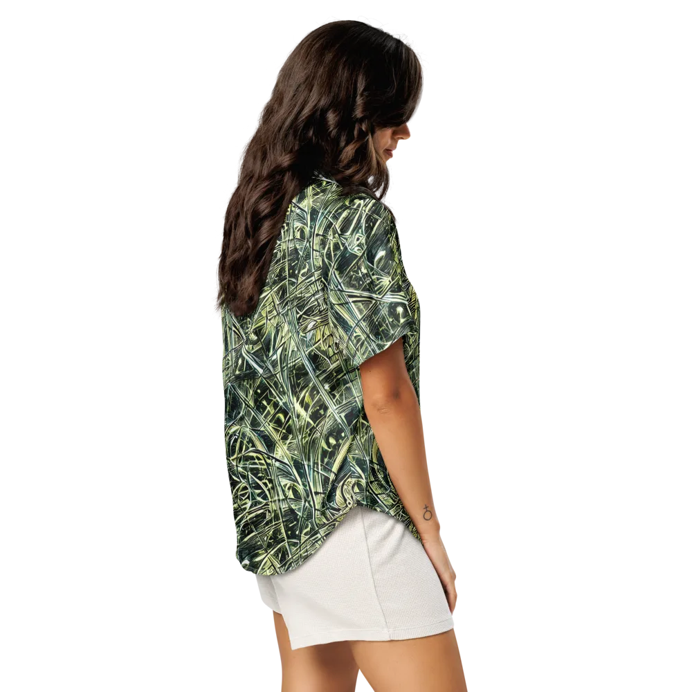 Botanical Machine on Women's Short Sleeve Pajama Top — Right Back