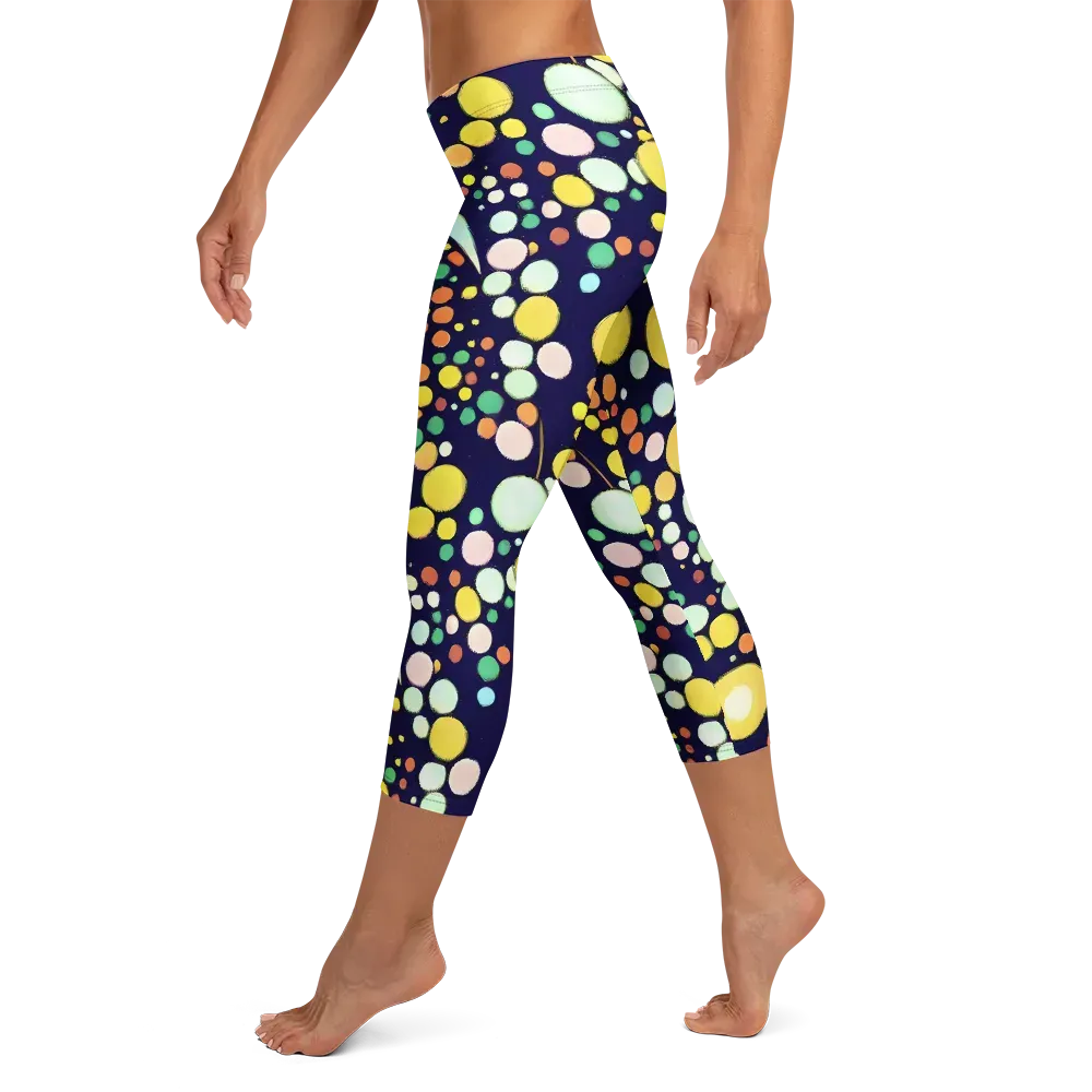 Cosmic Bubble Pop on Capri Leggings — Left