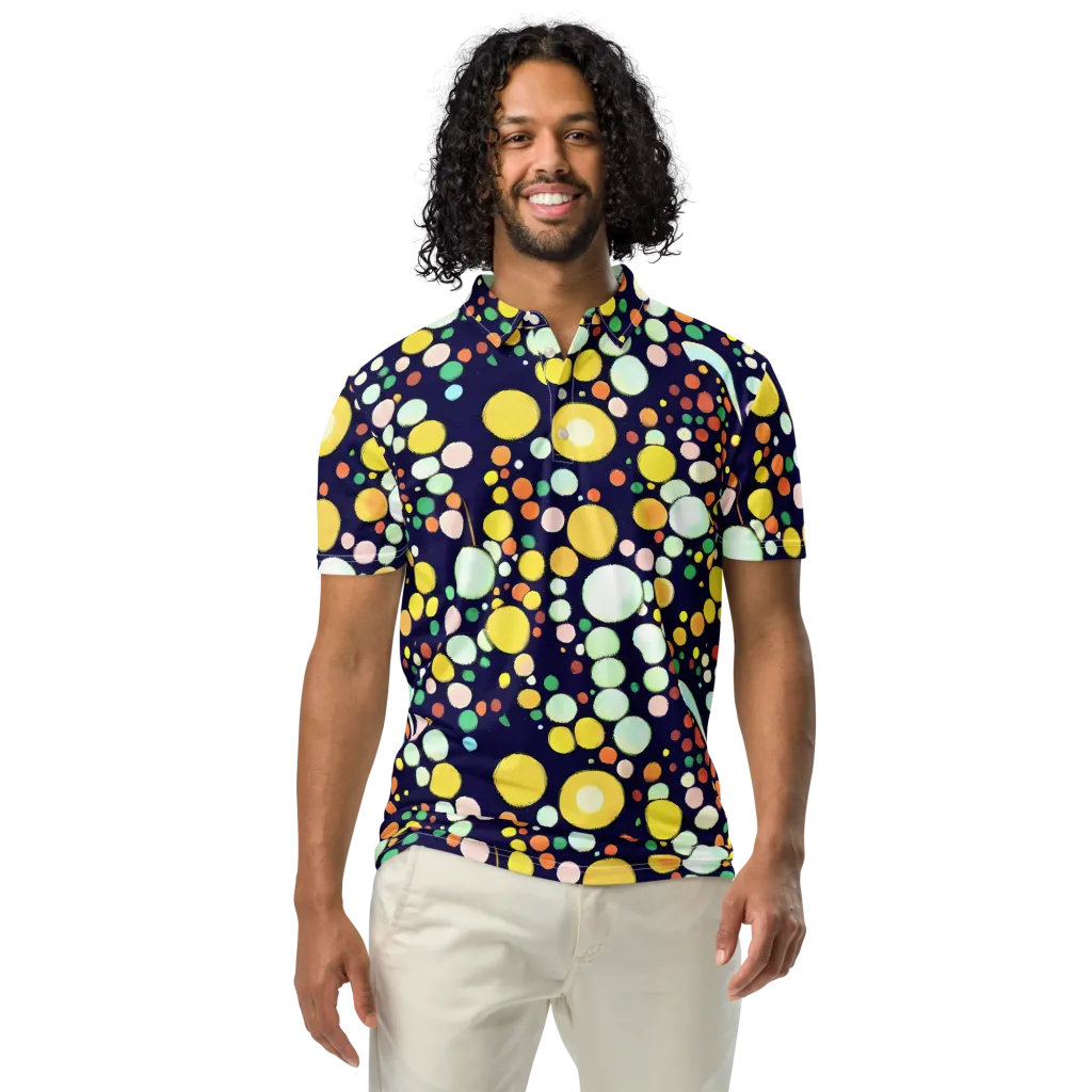 Cosmic Bubble Pop on Men's Slim Fit Polo Shirt — Front