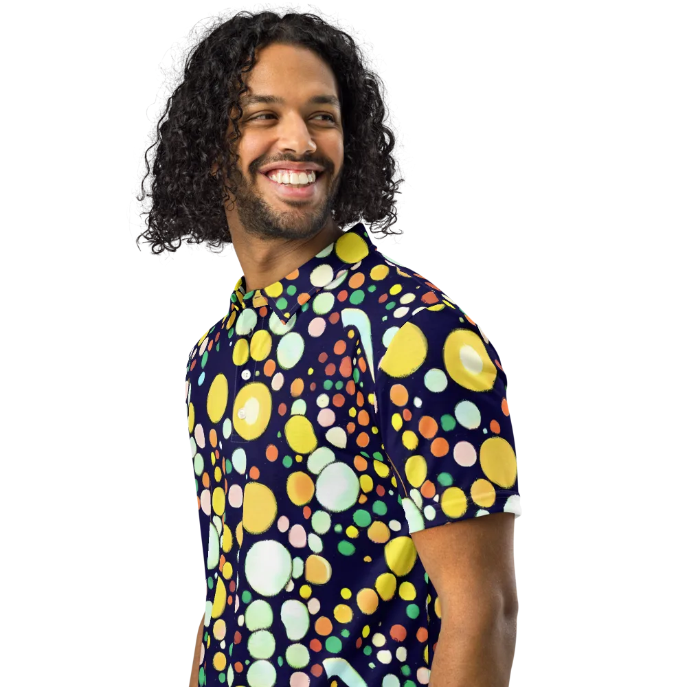 Cosmic Bubble Pop on Men's Slim Fit Polo Shirt — Left Front