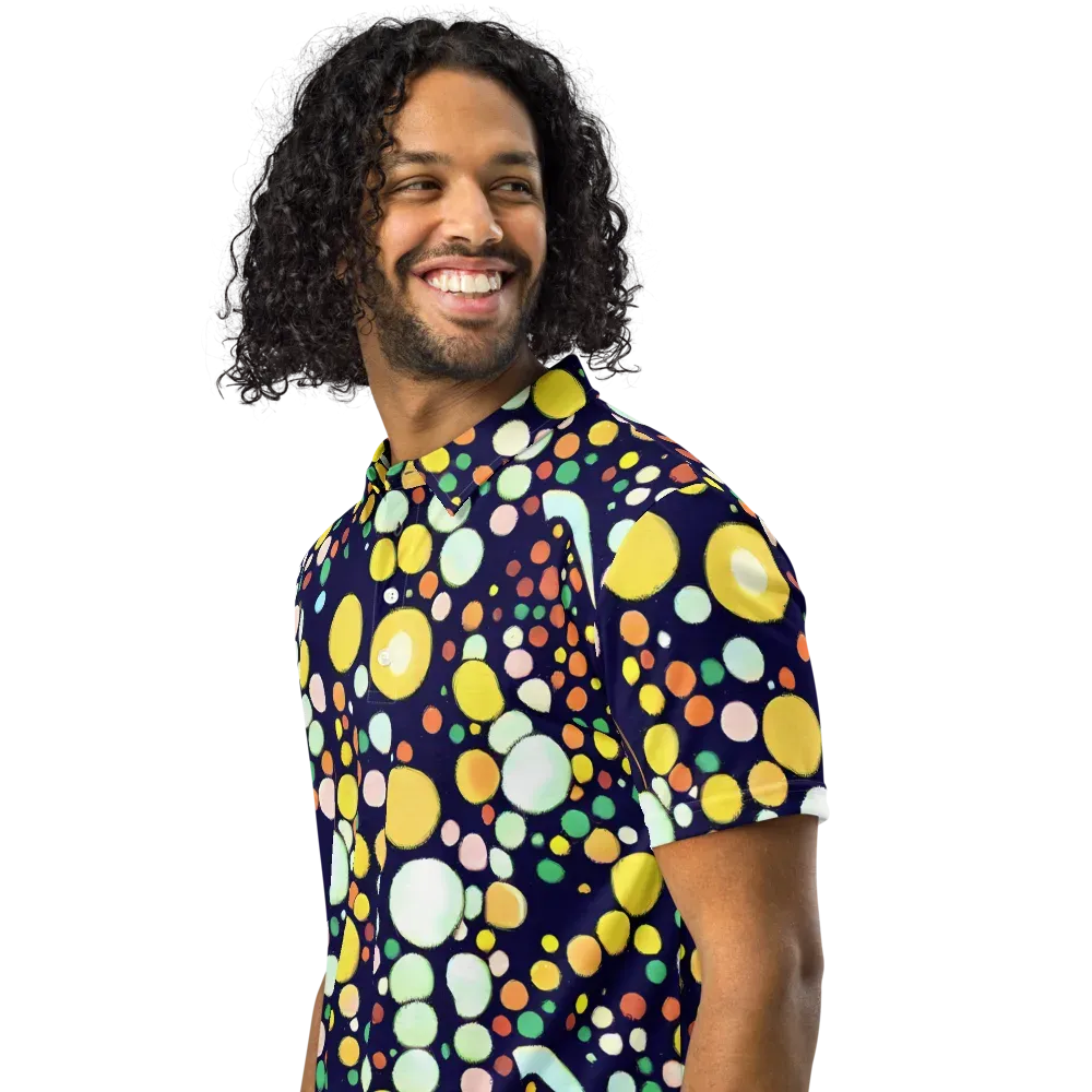 Cosmic Bubble Pop on Men's Slim Fit Polo Shirt — Left Front