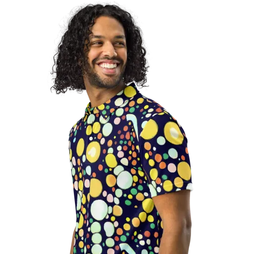 Cosmic Bubble Pop on a Men's Slim Fit Polo Shirt
