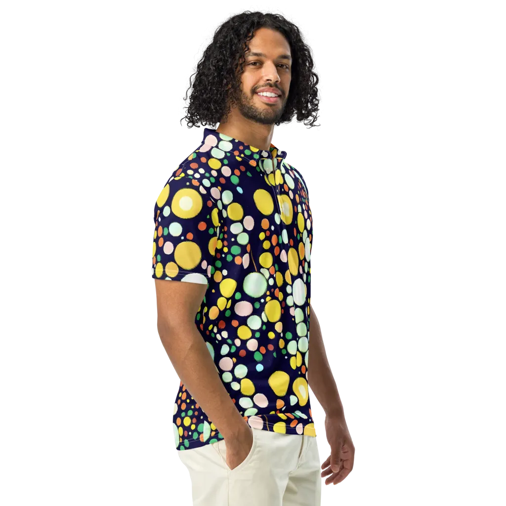 Cosmic Bubble Pop on Men's Slim Fit Polo Shirt — Right Front
