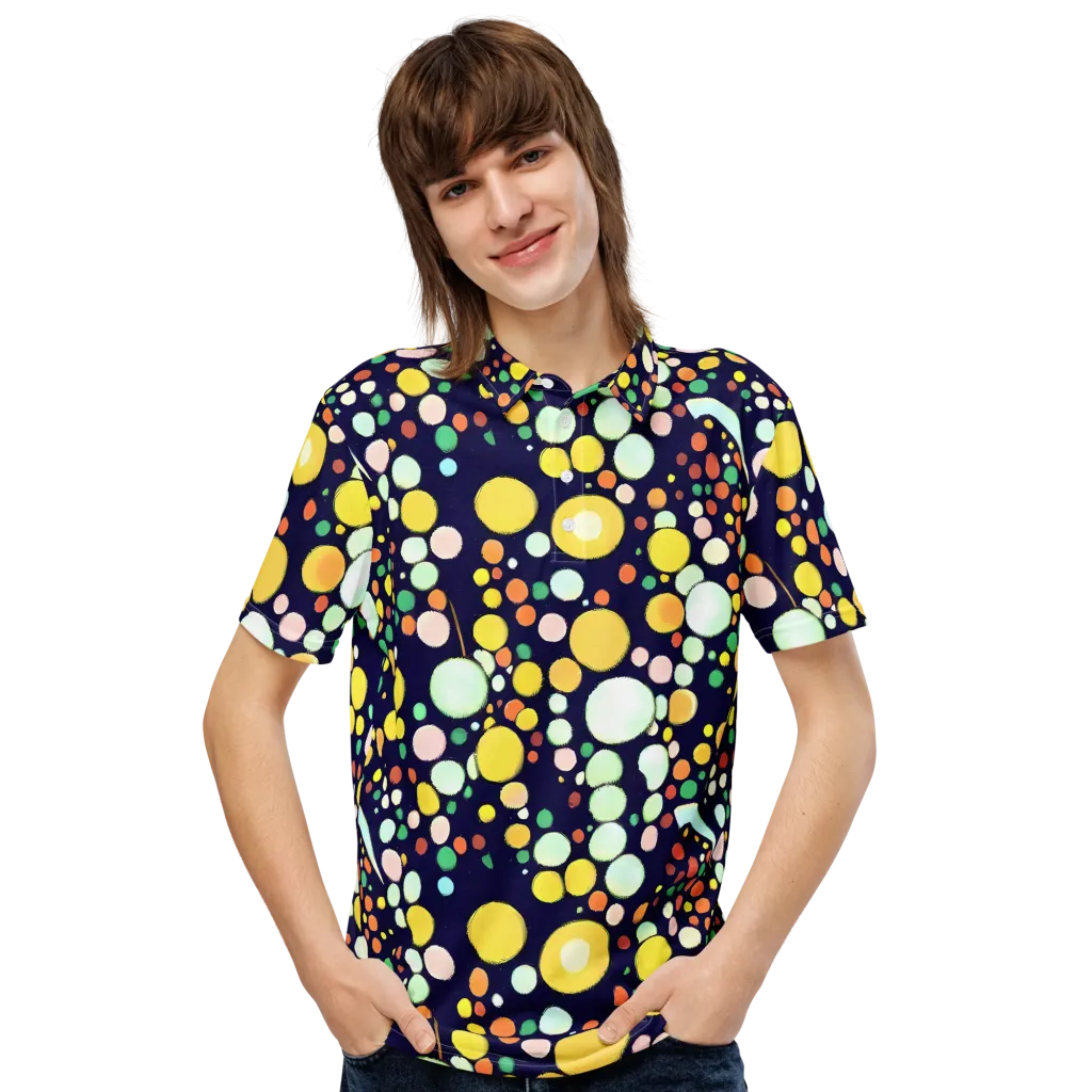 Cosmic Bubble Pop on Men's Slim Fit Polo Shirt — Front