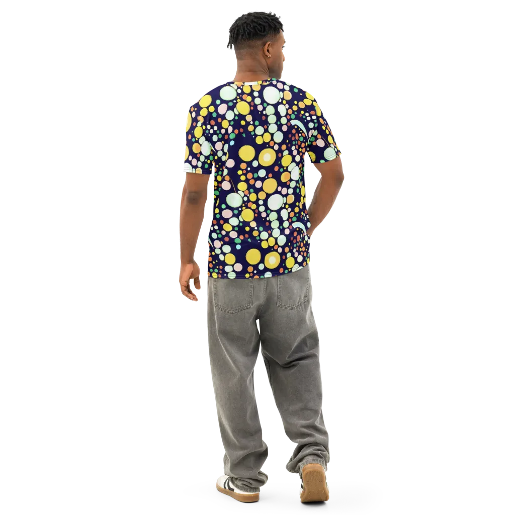 Cosmic Bubble Pop on Men's Cotton Crew Neck T-Shirt — Back