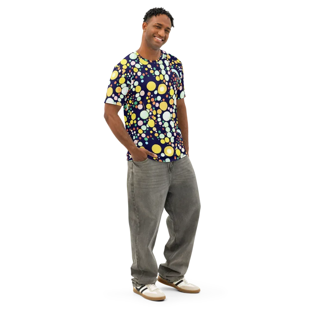 Cosmic Bubble Pop on Men's Cotton Crew Neck T-Shirt — Right Front