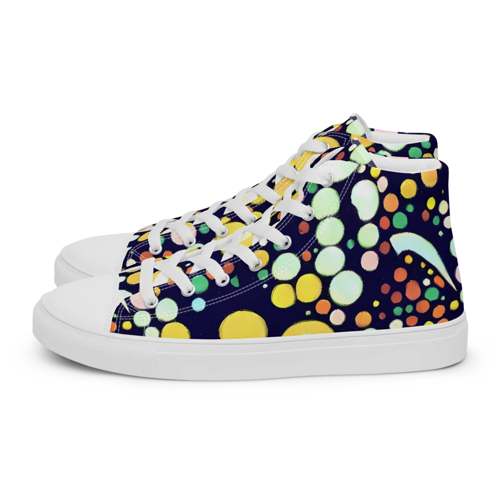 Cosmic Bubble Pop on Men's High Top Canvas Shoes — Left