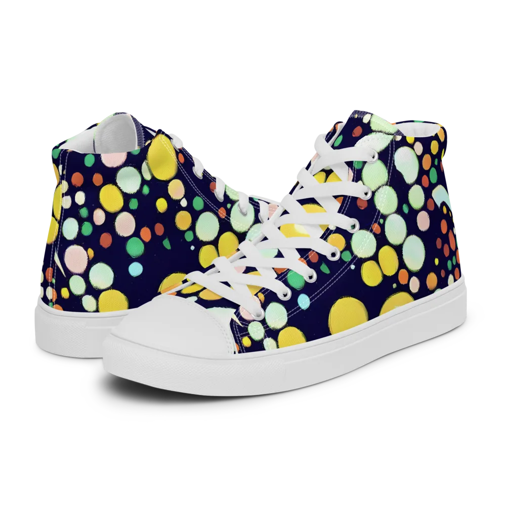 Cosmic Bubble Pop on Men's High Top Canvas Shoes — Left