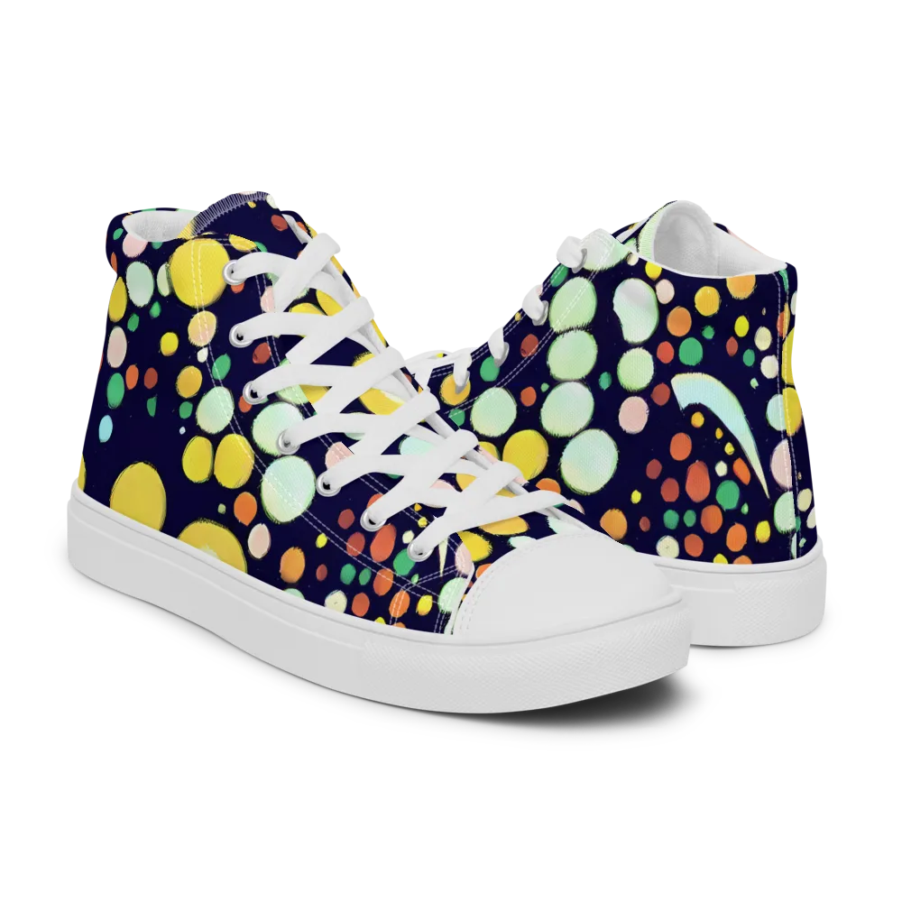 Cosmic Bubble Pop on Men's High Top Canvas Shoes — Right