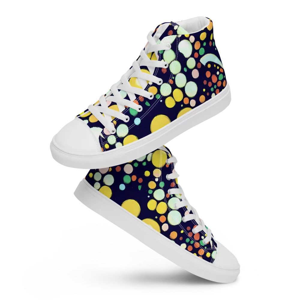 Cosmic Bubble Pop on Men's High Top Canvas Shoes — Front