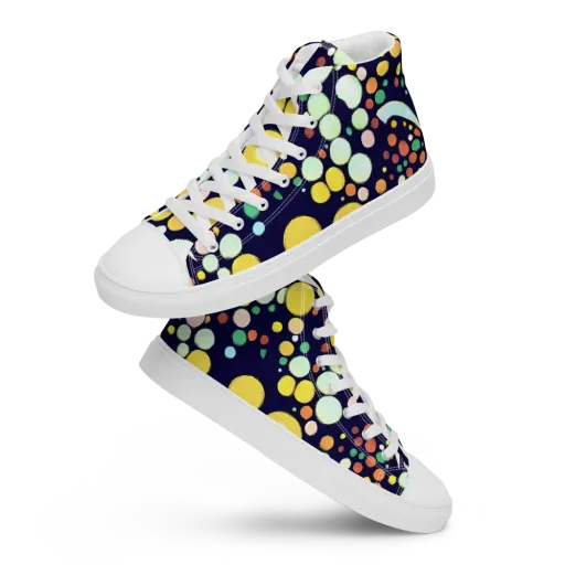 Cosmic Bubble Pop on a Men's High Top Canvas Shoes