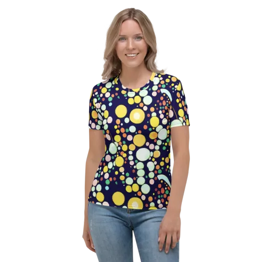 Cosmic Bubble Pop on a Women's Crew Neck T-Shirt